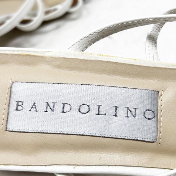 Y2K Bandolino White Strappy Heeled Sandals Women's Size 8M Square Toe Block Heel - Picture 4 of 8